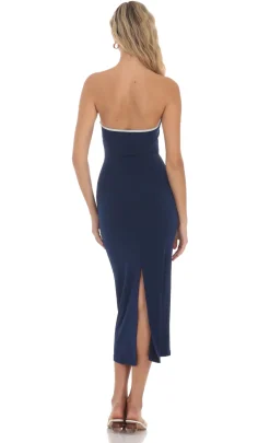 LUCY IN THE SKY Midi Dresses^Cutout Strapless Midi Dress In Navy