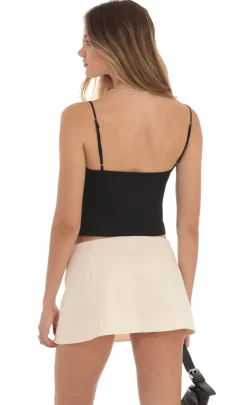LUCY IN THE SKY Tops^Cutout Ties Satin Top In Black