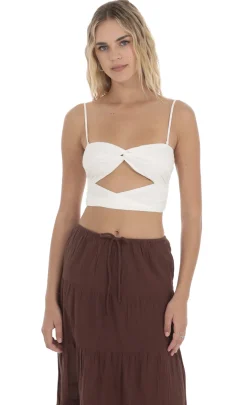 LUCY IN THE SKY Tops^Cutout Top In White