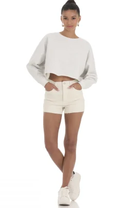 LUCY IN THE SKY Shorts^Denim Cutoff Shorts In Cream