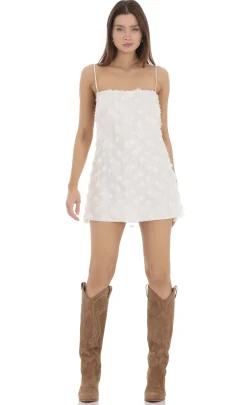 LUCY IN THE SKY Mini Dresses^3D Floral Shift Dress In White