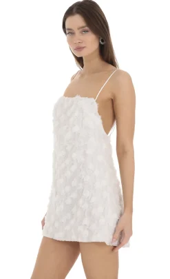 LUCY IN THE SKY Mini Dresses^3D Floral Shift Dress In White