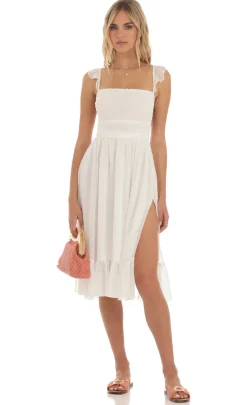 LUCY IN THE SKY Midi Dresses^Dotted Chiffon Midi Dress In White