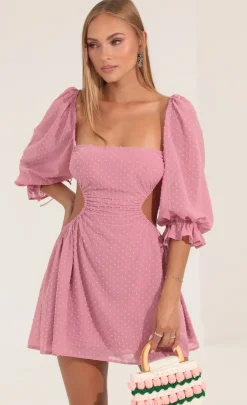 LUCY IN THE SKY Mini Dresses^Dotted Chiffon Open Back Dress In Pink