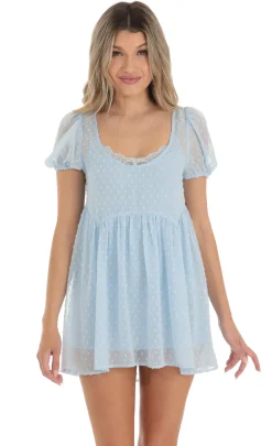LUCY IN THE SKY Mini Dresses|Two-Piece Sets^Dotted Lace Two Piece Dress Set In Blue