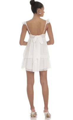 LUCY IN THE SKY Mini Dresses^Dotted Ruffle Dress In White