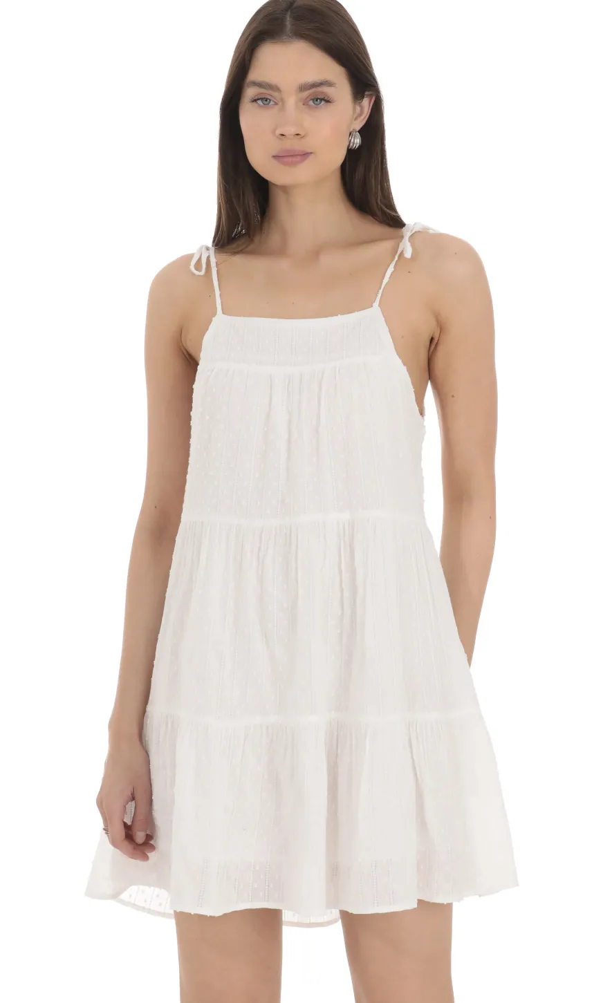 LUCY IN THE SKY Mini Dresses^Dotted Shift Dress In White