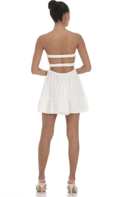 LUCY IN THE SKY Mini Dresses^Dotted Strapless Babydoll Dress In White