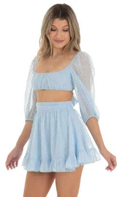 LUCY IN THE SKY Two-Piece Sets^Dotted Two Piece Skirt Set In Blue