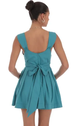 LUCY IN THE SKY Mini Dresses^Double Bow A-Line Dress In Turquoise Blue