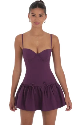 LUCY IN THE SKY Mini Dresses^Double Bow Drop Waist Dress In Purple