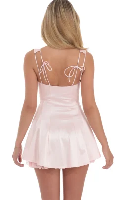 LUCY IN THE SKY Mini Dresses^Double Bows Satin Ruffle Dress In Pink