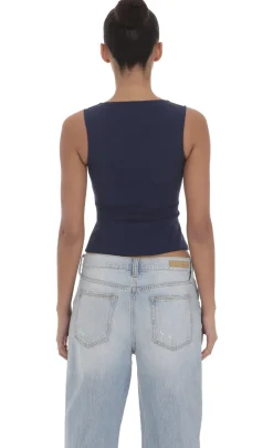 LUCY IN THE SKY Tops^Double Bow Top In Navy