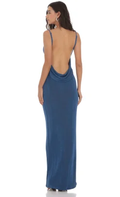 LUCY IN THE SKY Maxi Dresses^Draped Back Maxi Dress In Navy