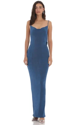 LUCY IN THE SKY Maxi Dresses^Draped Back Maxi Dress In Navy