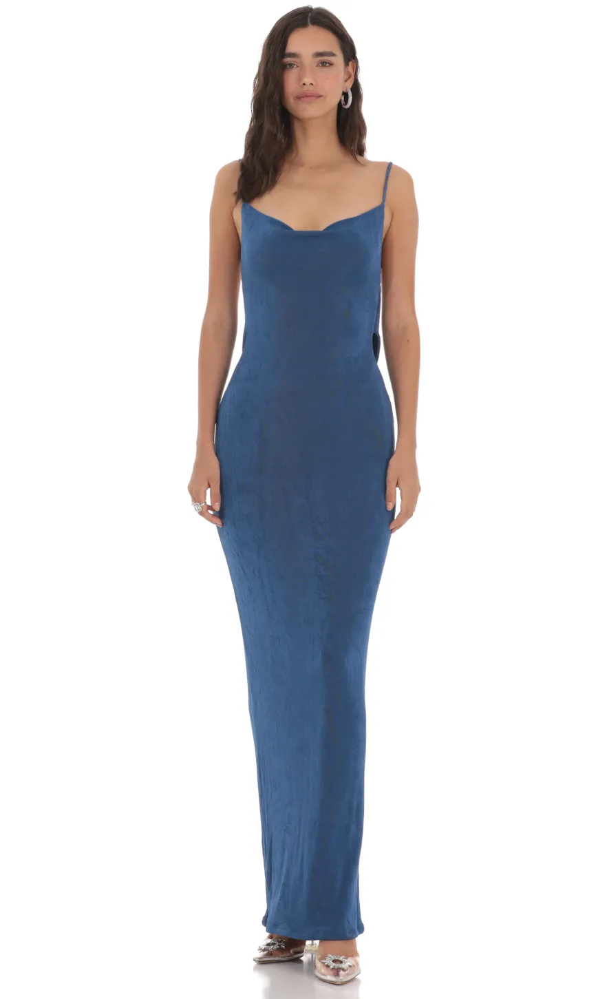 LUCY IN THE SKY Maxi Dresses^Draped Back Maxi Dress In Navy