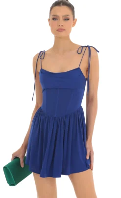 LUCY IN THE SKY Mini Dresses^Draped Corset Ruffled Dress In Royal Blue