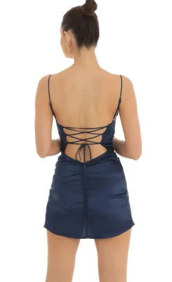 LUCY IN THE SKY Mini Dresses^Draped Hip Twist Dress In Navy