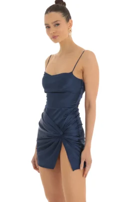 LUCY IN THE SKY Mini Dresses^Draped Hip Twist Dress In Navy