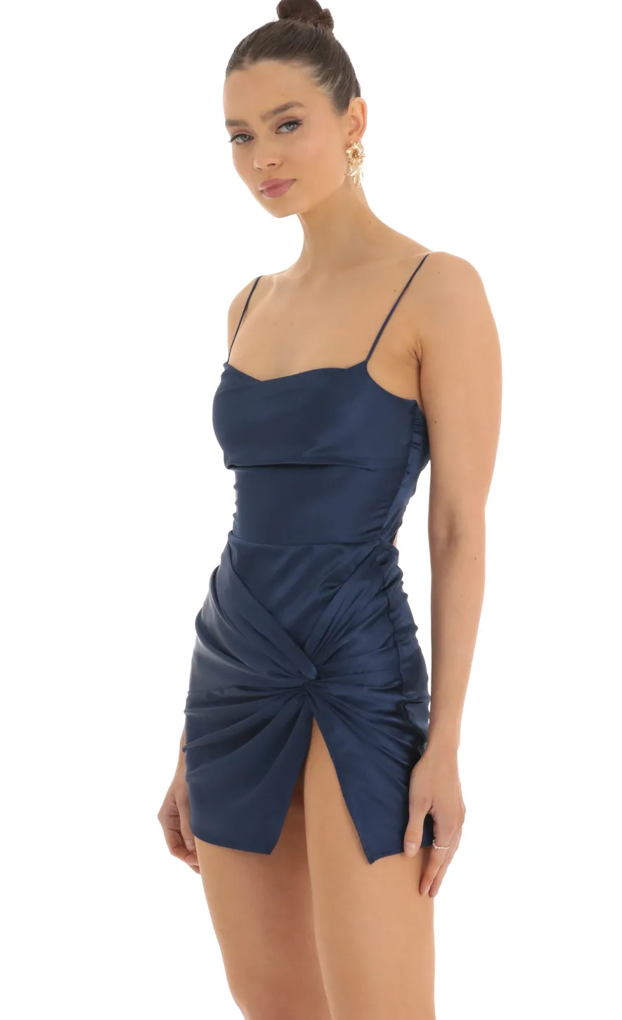 LUCY IN THE SKY Mini Dresses^Draped Hip Twist Dress In Navy