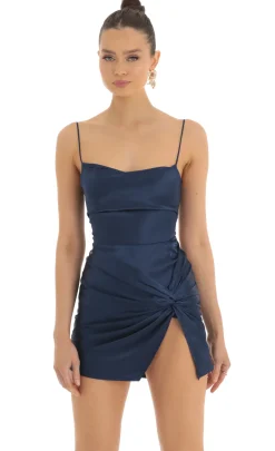 LUCY IN THE SKY Mini Dresses^Draped Hip Twist Dress In Navy