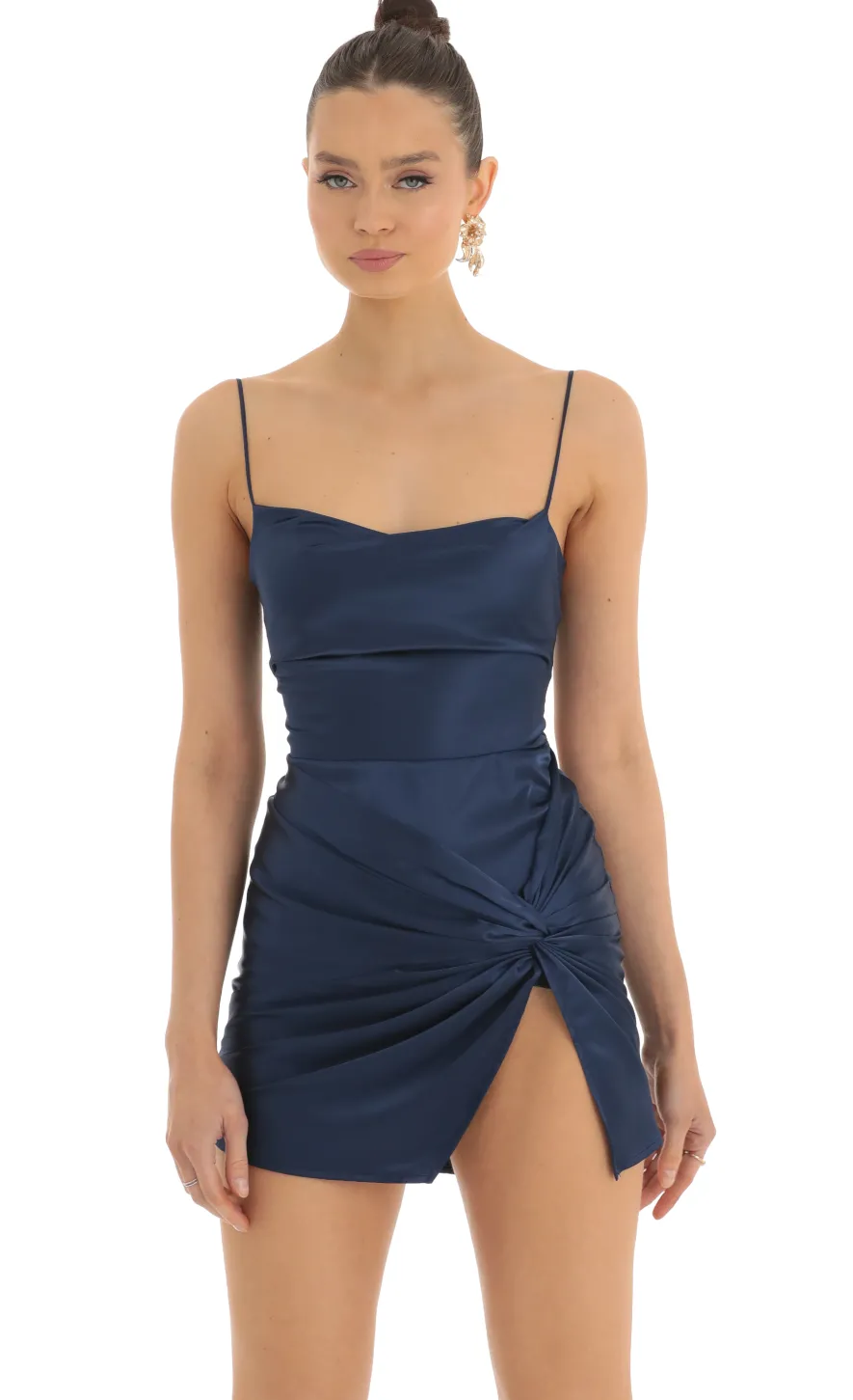 LUCY IN THE SKY Mini Dresses^Draped Hip Twist Dress In Navy