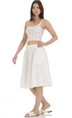 LUCY IN THE SKY Skirts^Drawstring Midi Skirt In White
