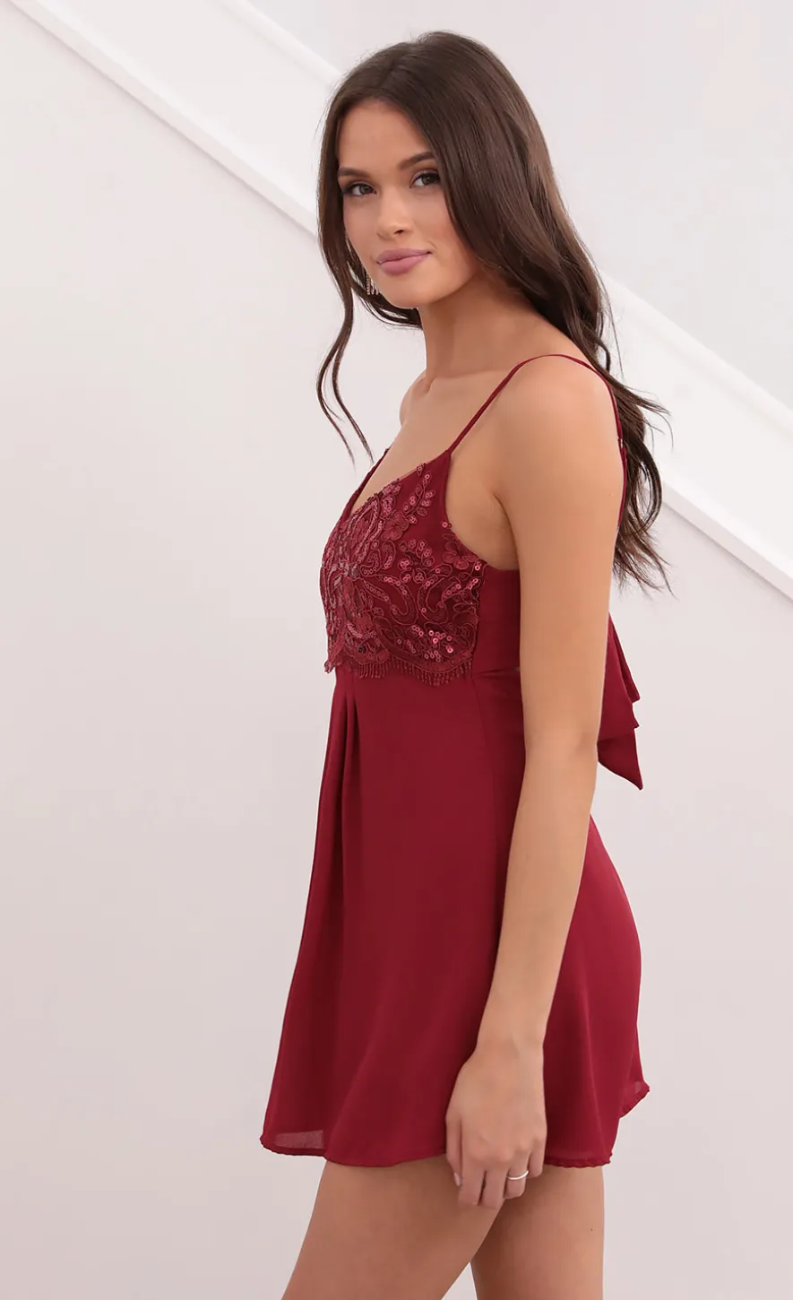 LUCY IN THE SKY Mini Dresses^Dress In Burgandy