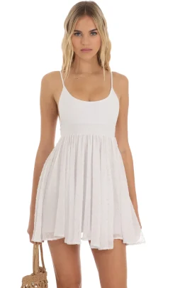 LUCY IN THE SKY Mini Dresses^Dress In White With Gold Dots
