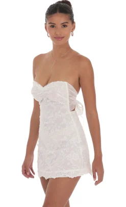 LUCY IN THE SKY Mini Dresses^Embroidered Floral Strapless Dress In White