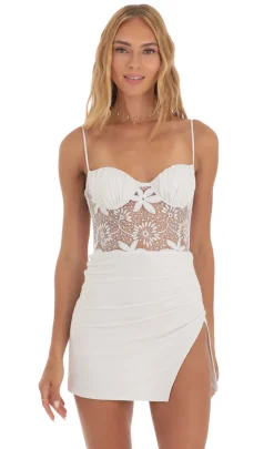 LUCY IN THE SKY Mini Dresses^Embroidered Sequin Cutout Mini Dress In White