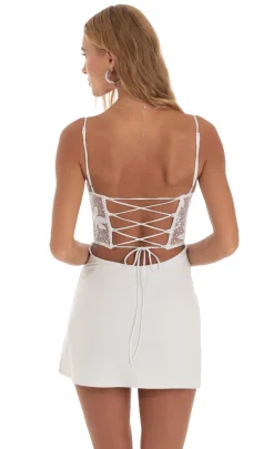 LUCY IN THE SKY Mini Dresses^Embroidered Sequin Cutout Mini Dress In White