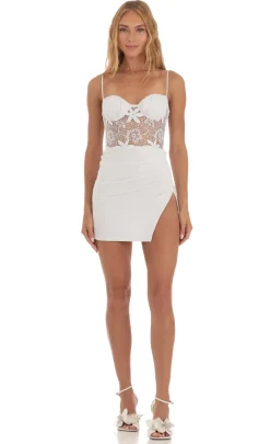 LUCY IN THE SKY Mini Dresses^Embroidered Sequin Cutout Mini Dress In White