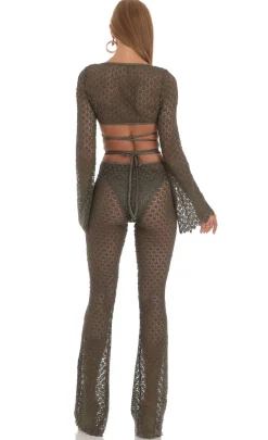 LUCY IN THE SKY Two-Piece Sets|Pants^Embroidered Three Piece Pants Set In Green