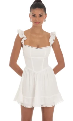 LUCY IN THE SKY Mini Dresses^Embroidered Trim A-line Dress In White