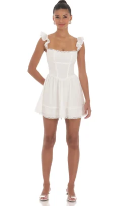 LUCY IN THE SKY Mini Dresses^Embroidered Trim A-line Dress In White
