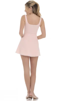 LUCY IN THE SKY Mini Dresses^Embroidered Trim A-line Dress In Pink