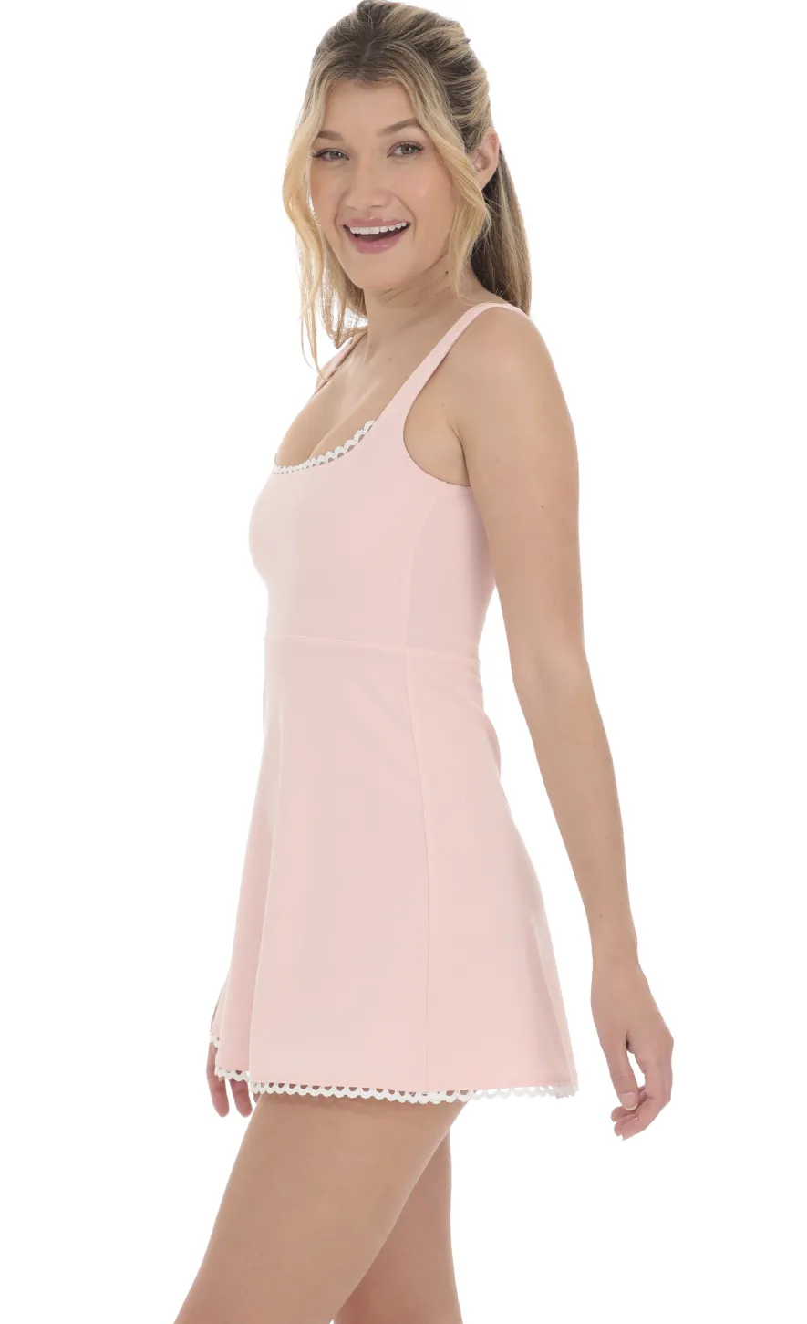 LUCY IN THE SKY Mini Dresses^Embroidered Trim A-line Dress In Pink