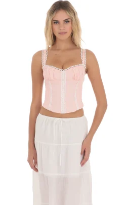 LUCY IN THE SKY Tops^Embroidery Detail Top In Pink