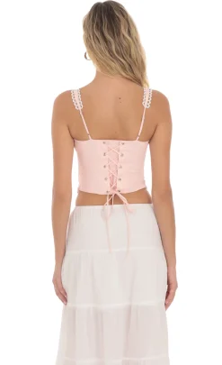 LUCY IN THE SKY Tops^Embroidery Detail Top In Pink