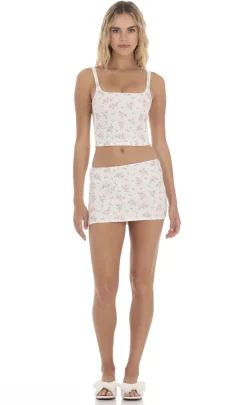LUCY IN THE SKY Two-Piece Sets^Eyelet Floral Two Piece Set In White