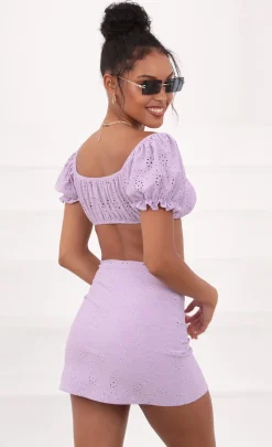 LUCY IN THE SKY Two-Piece Sets^Eyelet Set In Lavender