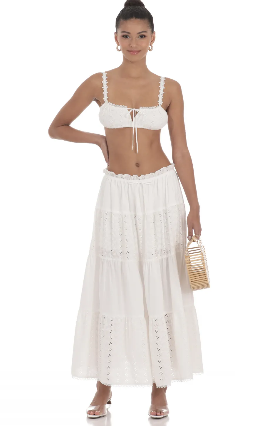 LUCY IN THE SKY Skirts^Eyelet Skirt In White