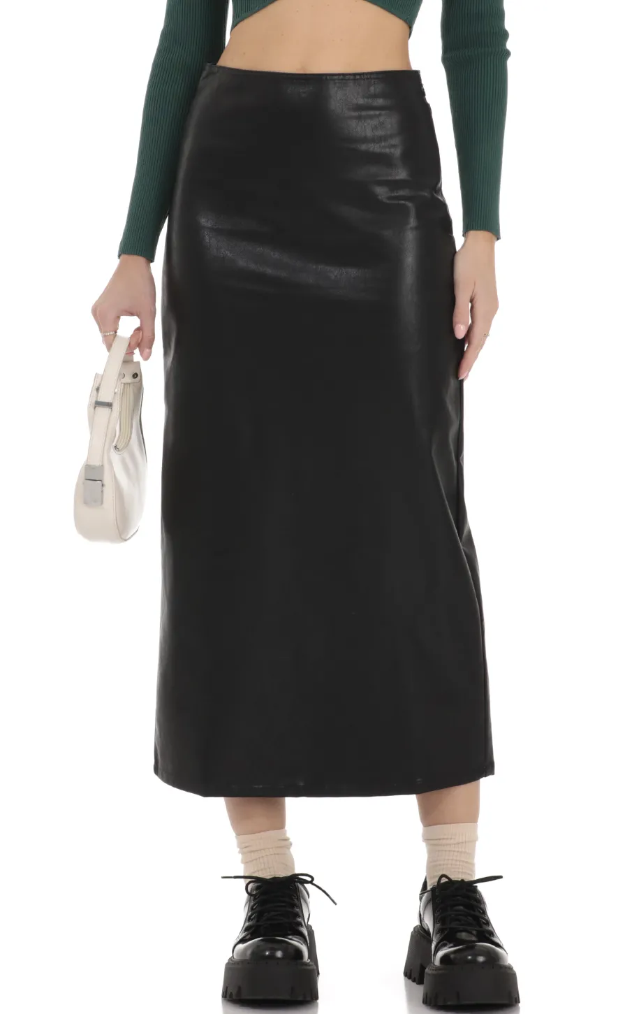 LUCY IN THE SKY Skirts^Faux Leather Maxi Skirt In Black