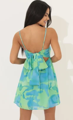LUCY IN THE SKY Mini Dresses^Fit And Flare Dress In Blue Swirl