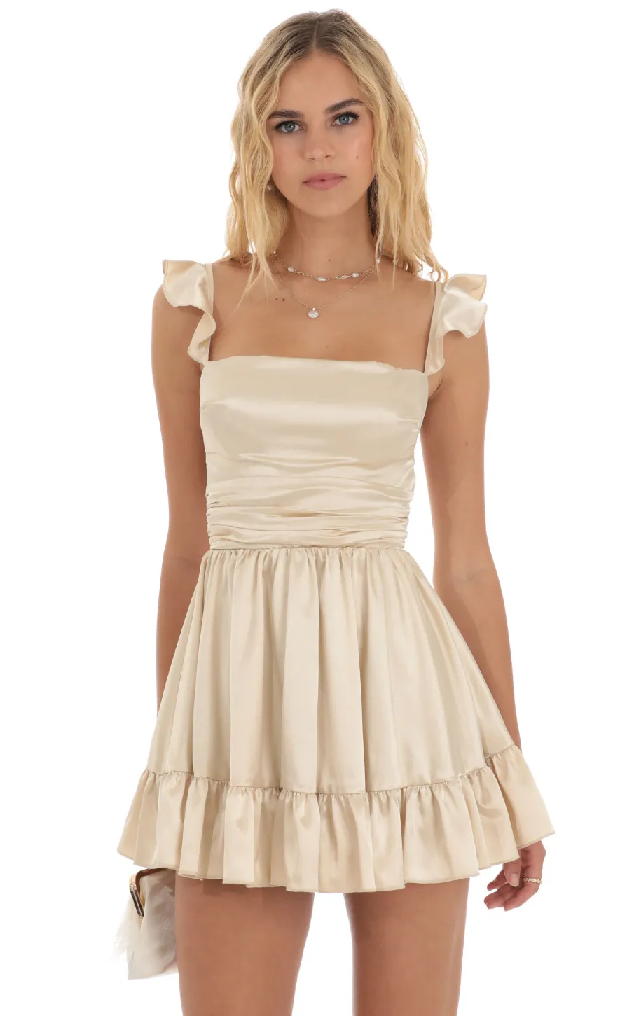 LUCY IN THE SKY Mini Dresses^Fit And Flare Dress In Champagne