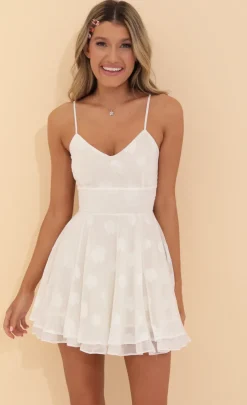 LUCY IN THE SKY Mini Dresses^Fit And Flare Dress In Floral White