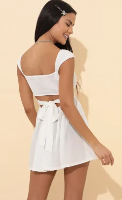 LUCY IN THE SKY Mini Dresses^Flare Dress In White Velvet