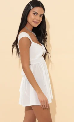 LUCY IN THE SKY Mini Dresses^Flare Dress In White Velvet