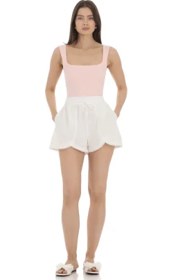 LUCY IN THE SKY Shorts^Flare Embroidered Trim Shorts In White